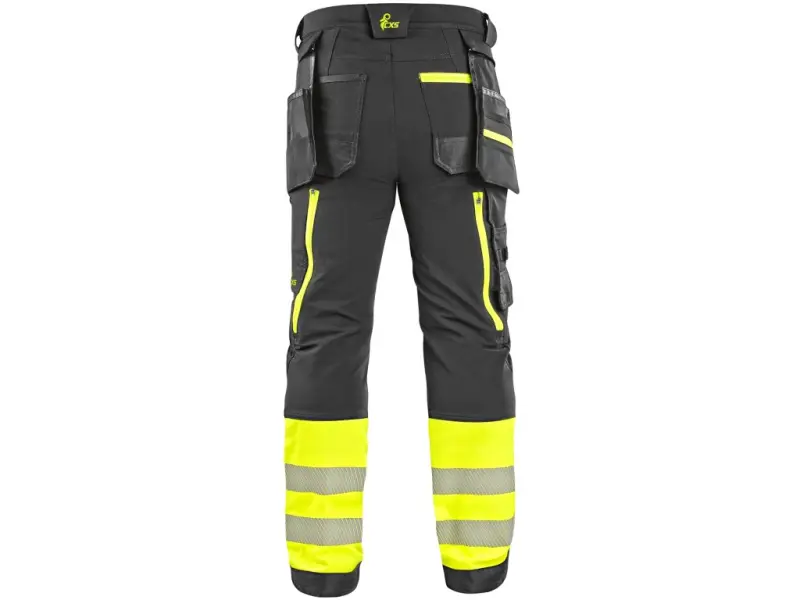 Kalhoty CXS NAOS HV, pánské, černo-žlutá Hi-Vis, reflexní pruhy, vel. 48