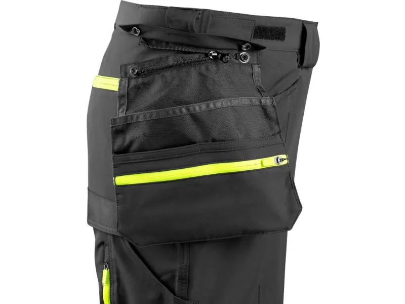 Kalhoty CXS NAOS HV, pánské, černo-žlutá Hi-Vis, reflexní pruhy, vel. 56