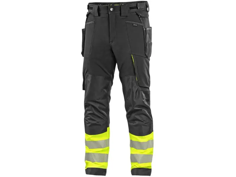 Kalhoty CXS NAOS HV, pánské, černo-žlutá Hi-Vis, reflexní pruhy, vel. 64