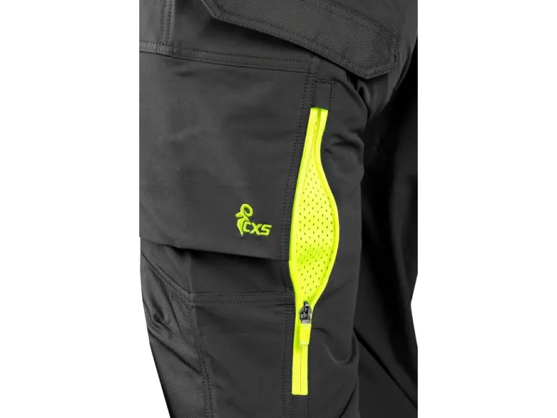 Kalhoty CXS NAOS HV, pánské, černo-žlutá Hi-Vis, reflexní pruhy, vel. 64