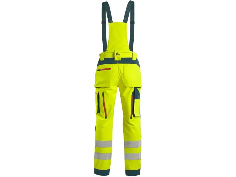 Kalhoty CXS BEDFORD, výstražné, pánské, softshell, žluto-petrolová, vel. 56