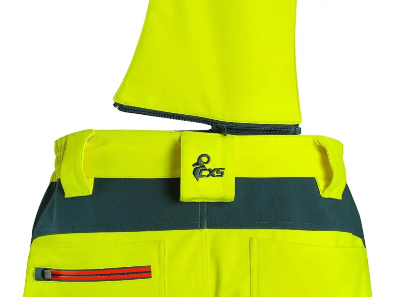 Kalhoty CXS BEDFORD, výstražné, pánské, softshell, žluto-petrolová, vel. 60