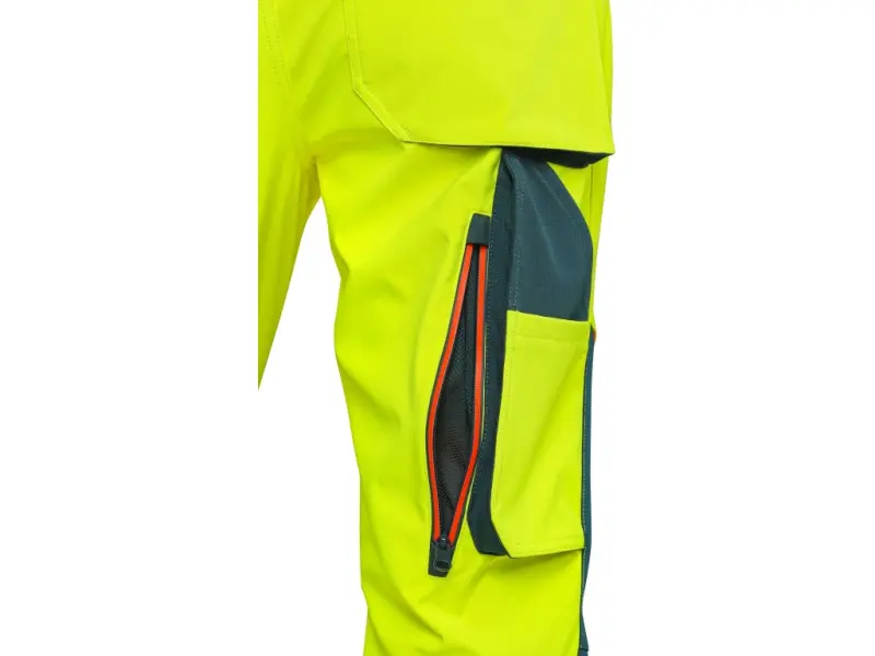 Kalhoty CXS BEDFORD, výstražné, pánské, softshell, žluto-petrolová, vel. 60