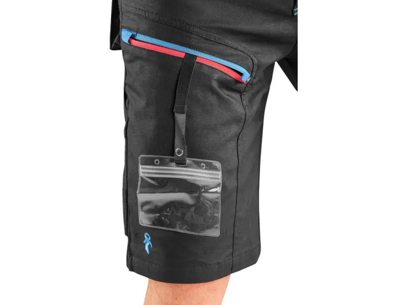 Kraťasy CXS LEONIS, pánské, černé s modro/červenými doplňky