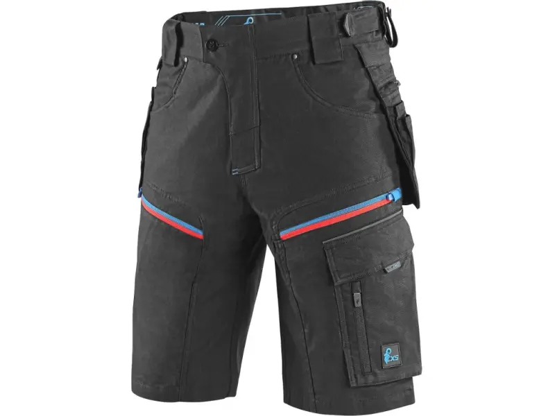 Kraťasy CXS LEONIS, pánské, černé s modro/červenými doplňky, vel. 56