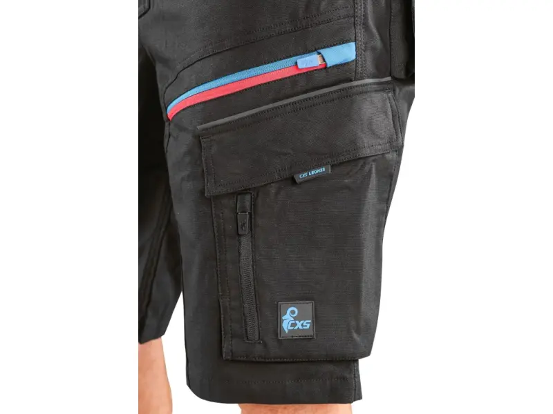 Kraťasy CXS LEONIS, pánské, černé s modro/červenými doplňky, vel. 60