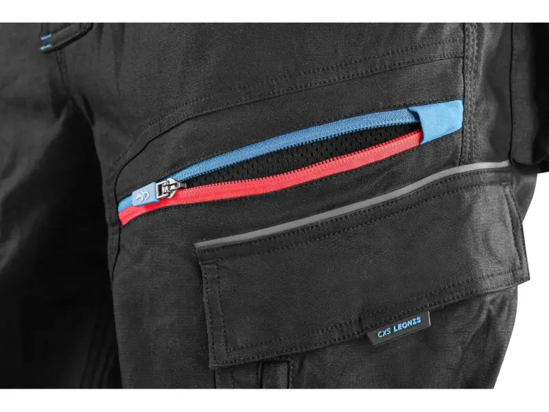 Kraťasy CXS LEONIS, pánské, černé s modro/červenými doplňky, vel. 64