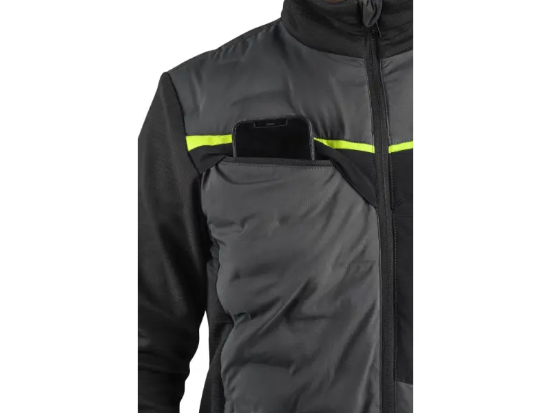 Bunda CXS NAOS, hybrid, pánská, šedo-černá, HV žluté doplňky, vel. L