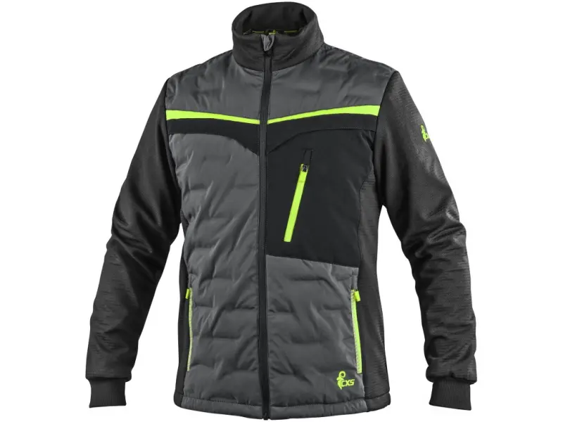 Bunda CXS NAOS, hybrid, pánská, šedo-černá, HV žluté doplňky, vel. XL