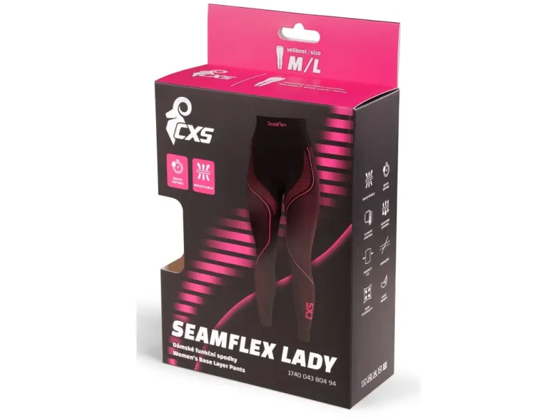 Spodky CXS SeamFlex LADY, dámské, funkční, černo-růžové, vel. M-L