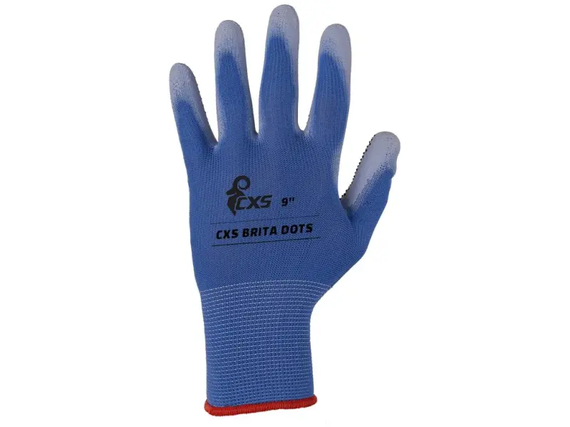 Rukavice CXS BRITA DOTS, máčené v PU a PVC terčíky