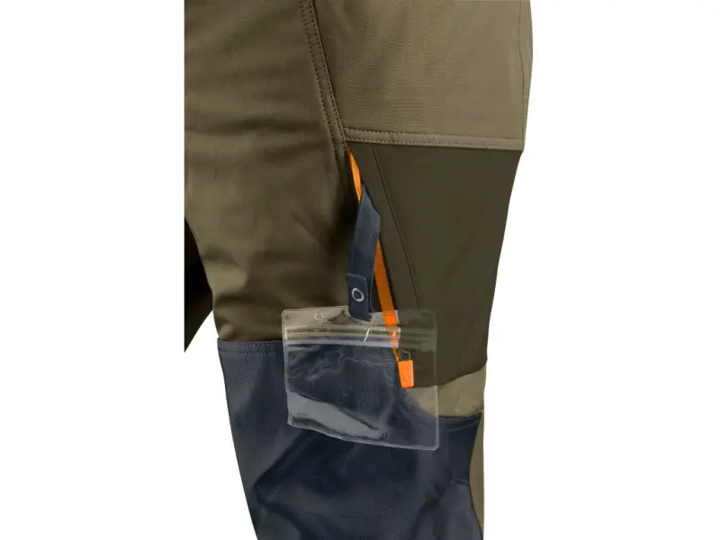 Kalhoty CXS NAOS pánské, khaki-olive, HV oranžové doplňky, vel. 46