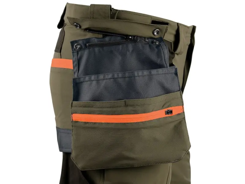 Kalhoty CXS NAOS pánské, khaki-olive, HV oranžové doplňky, vel. 46