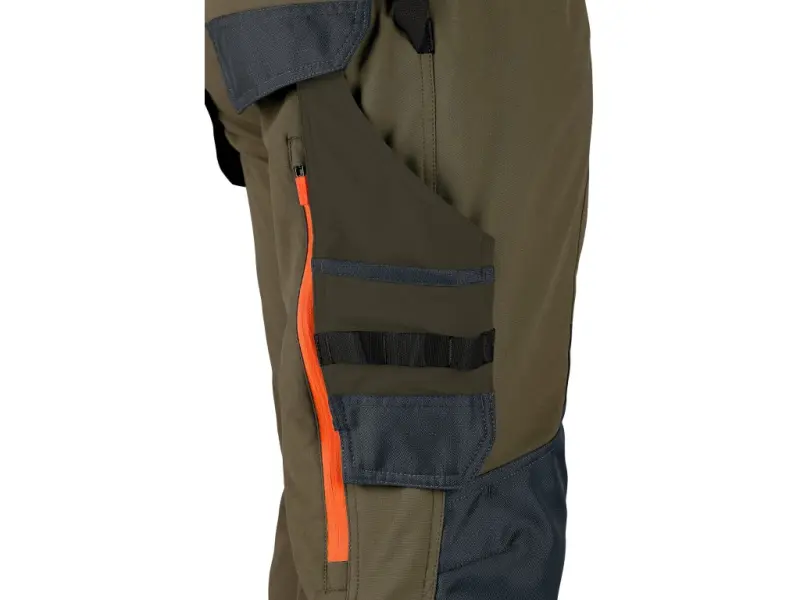 Kalhoty CXS NAOS pánské, khaki-olivová, HV oranžové doplňky, vel. 62
