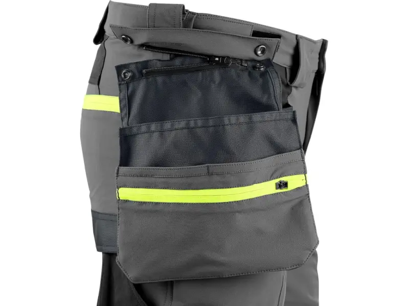 Kalhoty CXS NAOS pánské, šedo-černé, HV žluté doplňky, vel. 52