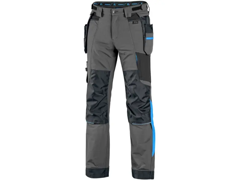 Kalhoty CXS NAOS pánské, šedo-černé, HV modré doplňky