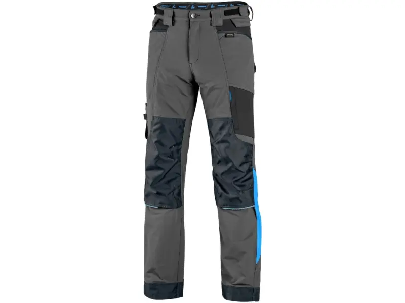 Kalhoty CXS NAOS pánské, šedo-černé, HV modré doplňky
