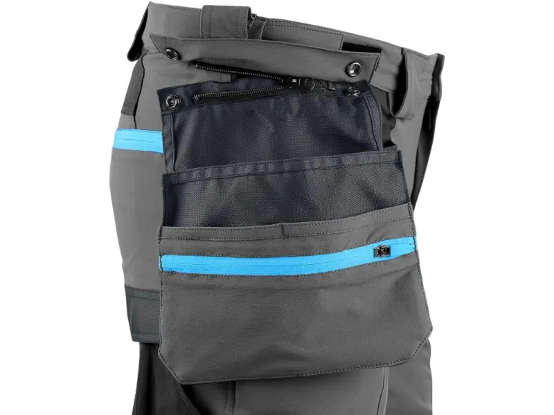 Kalhoty CXS NAOS pánské, šedo-černé, HV modré doplňky