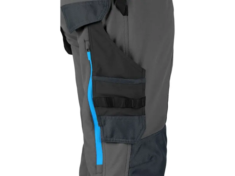 Kalhoty CXS NAOS pánské, šedo-černé, HV modré doplňky, vel. 48
