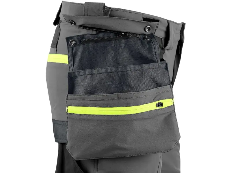 Kraťasy CXS NAOS pánské, šedo-černé, HV žluté doplňky, vel. 58