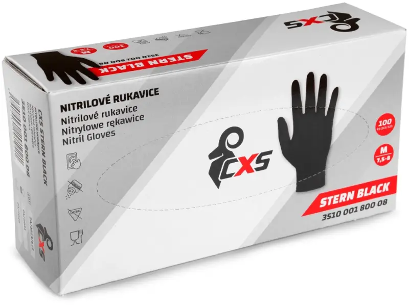 Rukavice CXS STERN BLACK, jednorázové, nitrilové, vel. 7
