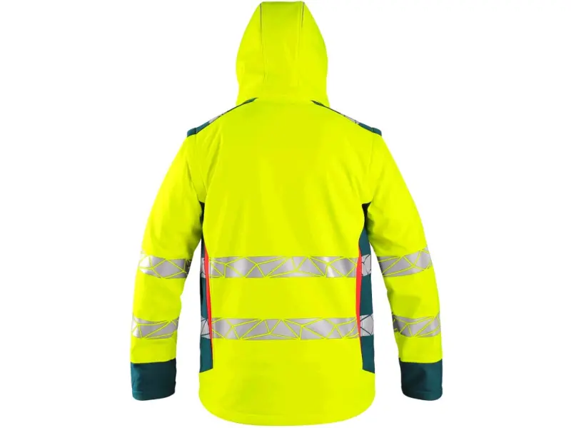 Bunda CXS BEDFORD, výstražná, pánská, softshell, žluto-petrolová, vel. M