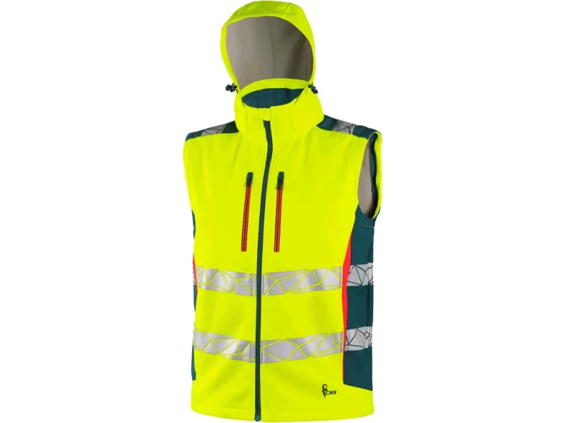 Bunda CXS BEDFORD, výstražná, pánská, softshell, žluto-petrolová, vel. 3XL